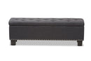 Dannon Dark Gray Fabric Upholstered Button-Tufting Storage Ottoman Bench Baxton