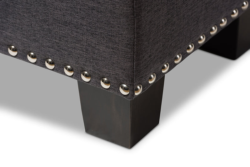 Dannon Modern and Contemporary Dark Gray Fabric Upholstered Button-Tufting Storage Ottoman Bench