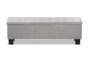 Dannon Grayish Beige Fabric Upholstered Button-Tufting Storage Ottoman Bench Baxton