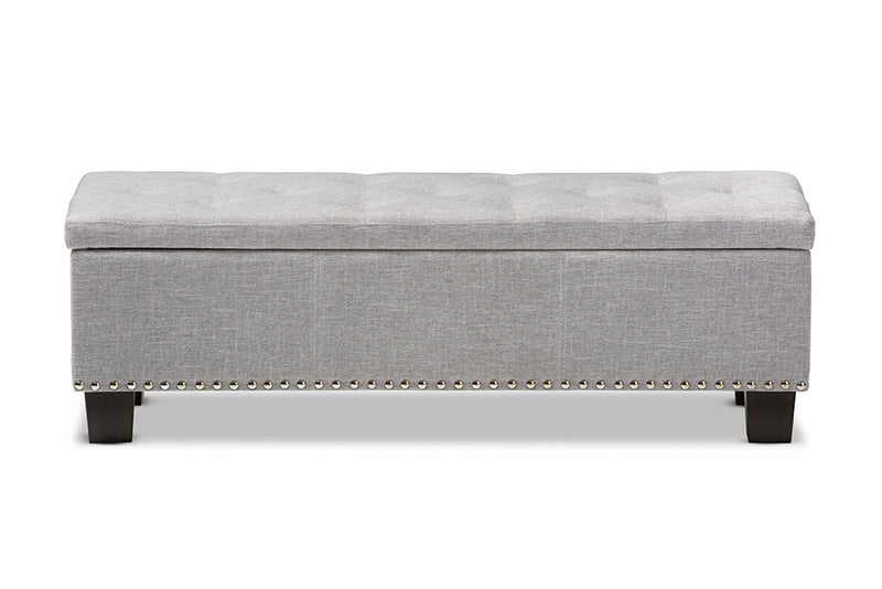 Dannon Modern and Contemporary Grayish Beige Fabric Upholstered Button-Tufting Storage Ottoman Bench