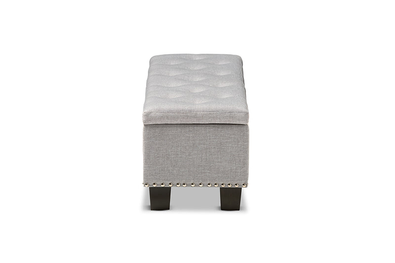 Dannon Modern and Contemporary Grayish Beige Fabric Upholstered Button-Tufting Storage Ottoman Bench