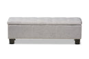 Dannon Grayish Beige Fabric Upholstered Button-Tufting Storage Ottoman Bench Baxton
