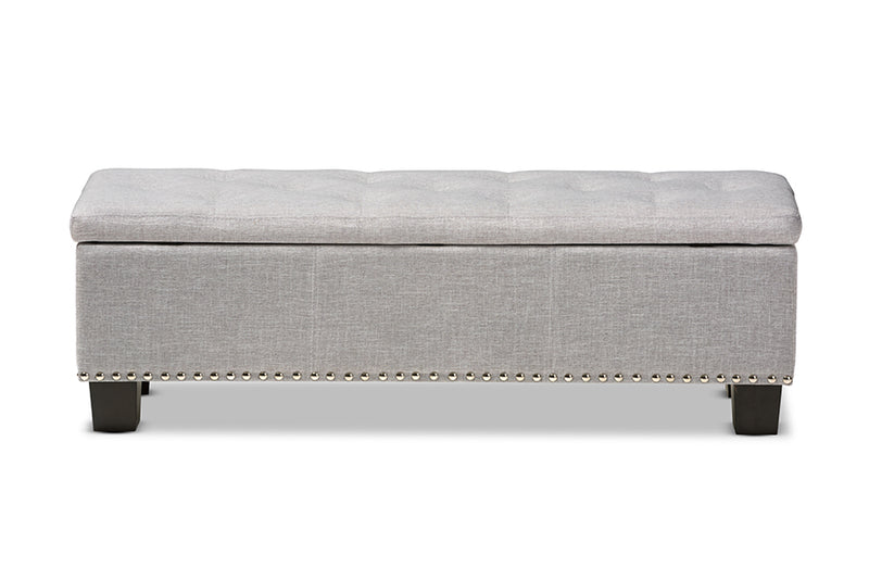 Dannon Modern and Contemporary Grayish Beige Fabric Upholstered Button-Tufting Storage Ottoman Bench