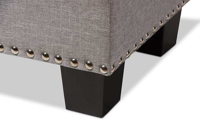 Dannon Modern and Contemporary Grayish Beige Fabric Upholstered Button-Tufting Storage Ottoman Bench