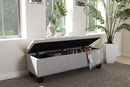 Dannon Grayish Beige Fabric Upholstered Button-Tufting Storage Ottoman Bench Baxton