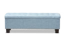 Dannon Light Blue Fabric Upholstered Button-Tufting Storage Ottoman Bench Baxton