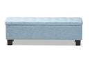 Dannon Light Blue Fabric Upholstered Button-Tufting Storage Ottoman Bench Baxton