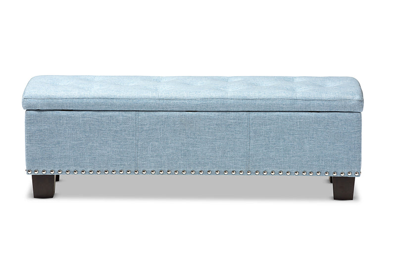 Dannon Modern and Contemporary Light Blue Fabric Upholstered Button-Tufting Storage Ottoman Bench