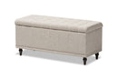 Alfro Beige Fabric Upholstered Button-Tufting Storage Ottoman Bench Baxton