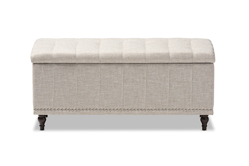 Alfro Modern Classic Beige Fabric Upholstered Button-Tufting Storage Ottoman Bench