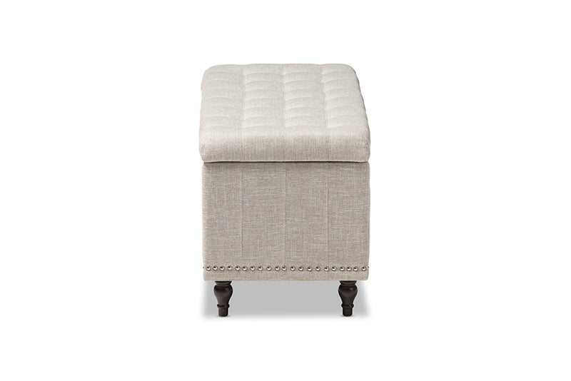 Alfro Modern Classic Beige Fabric Upholstered Button-Tufting Storage Ottoman Bench