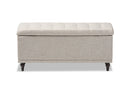 Alfro Beige Fabric Upholstered Button-Tufting Storage Ottoman Bench Baxton