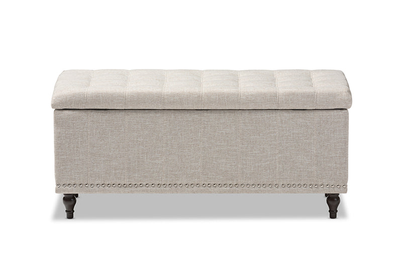 Alfro Modern Classic Beige Fabric Upholstered Button-Tufting Storage Ottoman Bench