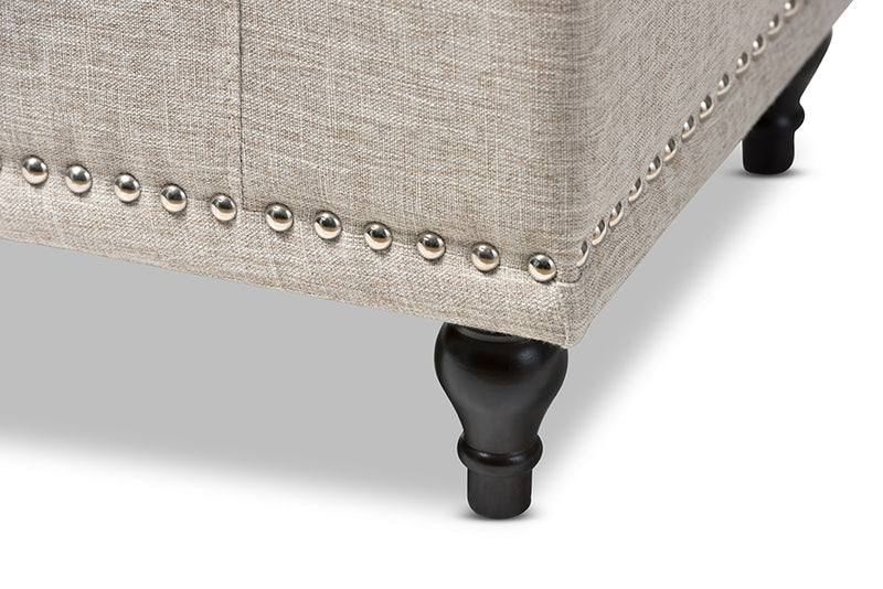 Alfro Modern Classic Beige Fabric Upholstered Button-Tufting Storage Ottoman Bench