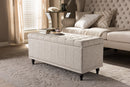 Alfro Beige Fabric Upholstered Button-Tufting Storage Ottoman Bench Baxton