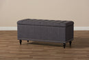 Alfro Dark Gray Fabric Upholstered Button-Tufting Storage Ottoman Bench Baxton