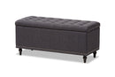 Alfro Dark Gray Fabric Upholstered Button-Tufting Storage Ottoman Bench Baxton