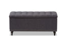Alfro Dark Gray Fabric Upholstered Button-Tufting Storage Ottoman Bench Baxton