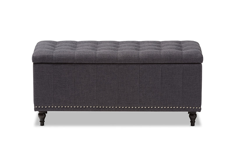 Alfro Modern Classic Dark Gray Fabric Upholstered Button-Tufting Storage Ottoman Bench