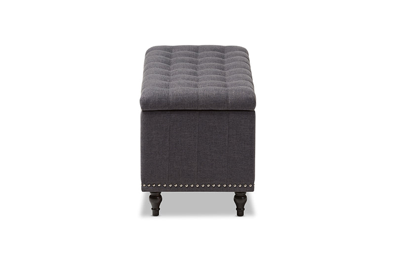 Alfro Modern Classic Dark Gray Fabric Upholstered Button-Tufting Storage Ottoman Bench