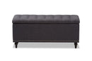 Alfro Dark Gray Fabric Upholstered Button-Tufting Storage Ottoman Bench Baxton