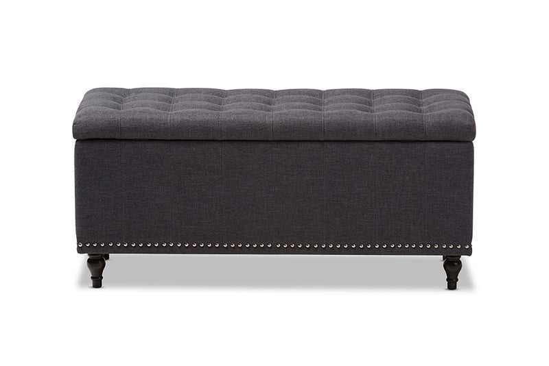 Alfro Modern Classic Dark Gray Fabric Upholstered Button-Tufting Storage Ottoman Bench