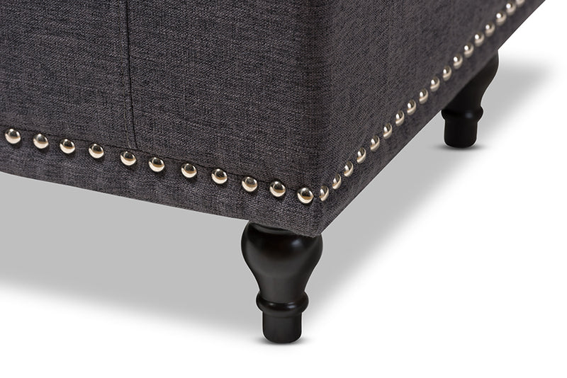 Alfro Modern Classic Dark Gray Fabric Upholstered Button-Tufting Storage Ottoman Bench