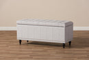 Alfro Grayish Beige Fabric Upholstered Button-Tufting Storage Ottoman Bench Baxton