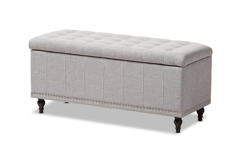 Alfro Modern Classic Grayish Beige Fabric Upholstered Button-Tufting Storage Ottoman Bench