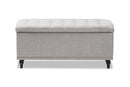 Alfro Grayish Beige Fabric Upholstered Button-Tufting Storage Ottoman Bench Baxton