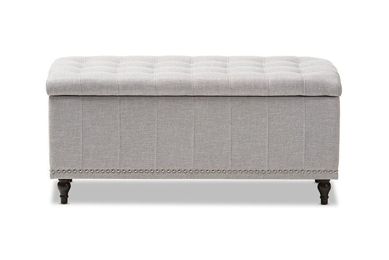 Alfro Modern Classic Grayish Beige Fabric Upholstered Button-Tufting Storage Ottoman Bench