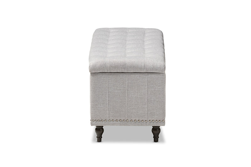 Alfro Modern Classic Grayish Beige Fabric Upholstered Button-Tufting Storage Ottoman Bench