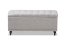 Alfro Grayish Beige Fabric Upholstered Button-Tufting Storage Ottoman Bench Baxton