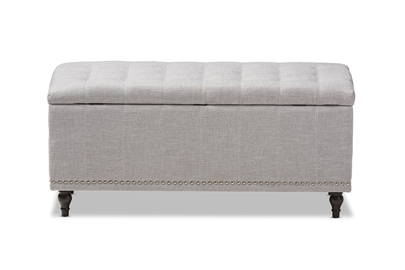 Alfro Modern Classic Grayish Beige Fabric Upholstered Button-Tufting Storage Ottoman Bench