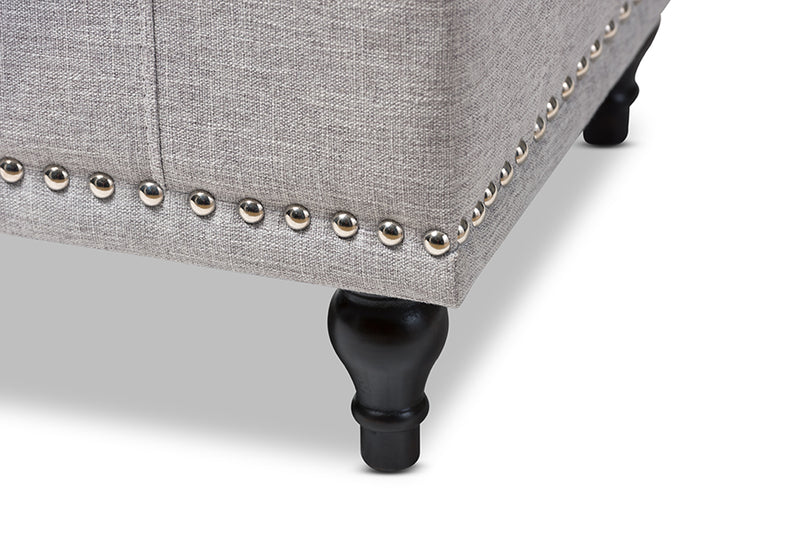 Alfro Modern Classic Grayish Beige Fabric Upholstered Button-Tufting Storage Ottoman Bench