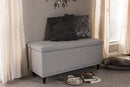 Alfro Grayish Beige Fabric Upholstered Button-Tufting Storage Ottoman Bench Baxton