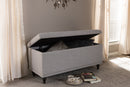 Alfro Grayish Beige Fabric Upholstered Button-Tufting Storage Ottoman Bench Baxton