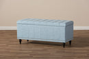 Alfro Light Blue Fabric Upholstered Button-Tufting Storage Ottoman Bench Baxton