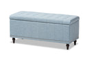 Alfro Light Blue Fabric Upholstered Button-Tufting Storage Ottoman Bench Baxton