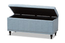 Alfro Light Blue Fabric Upholstered Button-Tufting Storage Ottoman Bench Baxton