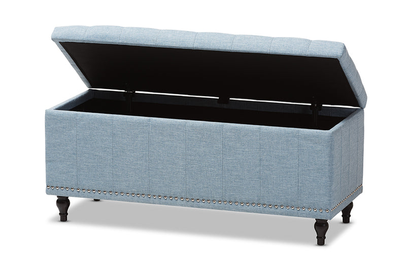 Alfro Modern Classic Light Blue Fabric Upholstered Button-Tufting Storage Ottoman Bench