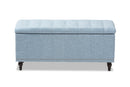 Alfro Light Blue Fabric Upholstered Button-Tufting Storage Ottoman Bench Baxton