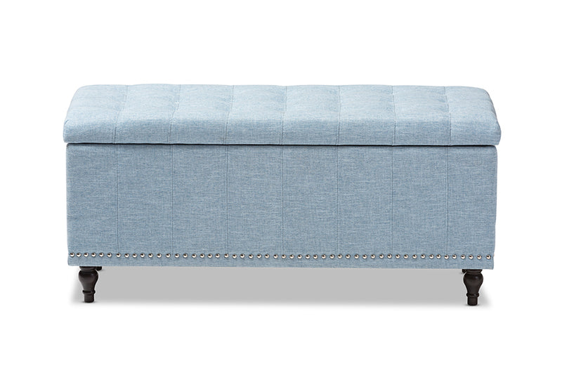 Alfro Modern Classic Light Blue Fabric Upholstered Button-Tufting Storage Ottoman Bench