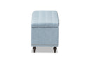 Alfro Light Blue Fabric Upholstered Button-Tufting Storage Ottoman Bench Baxton