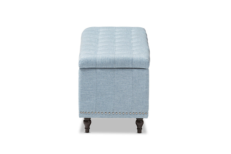 Alfro Modern Classic Light Blue Fabric Upholstered Button-Tufting Storage Ottoman Bench