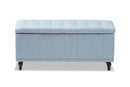 Alfro Light Blue Fabric Upholstered Button-Tufting Storage Ottoman Bench Baxton