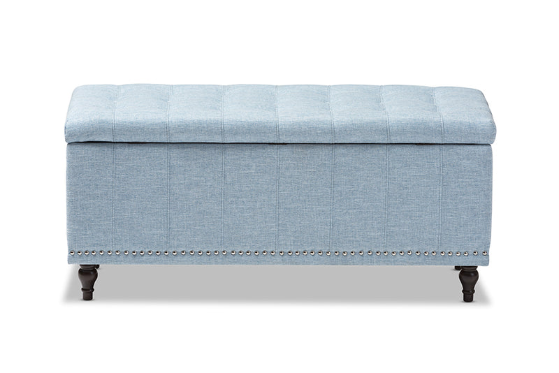 Alfro Modern Classic Light Blue Fabric Upholstered Button-Tufting Storage Ottoman Bench