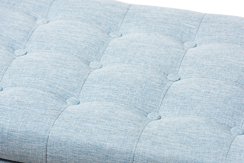 Alfro Modern Classic Light Blue Fabric Upholstered Button-Tufting Storage Ottoman Bench