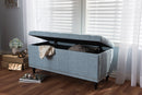 Alfro Light Blue Fabric Upholstered Button-Tufting Storage Ottoman Bench Baxton