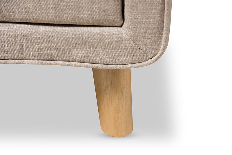 Fadri Beige Linen Upholstered 2-Drawer Nightstand Baxton